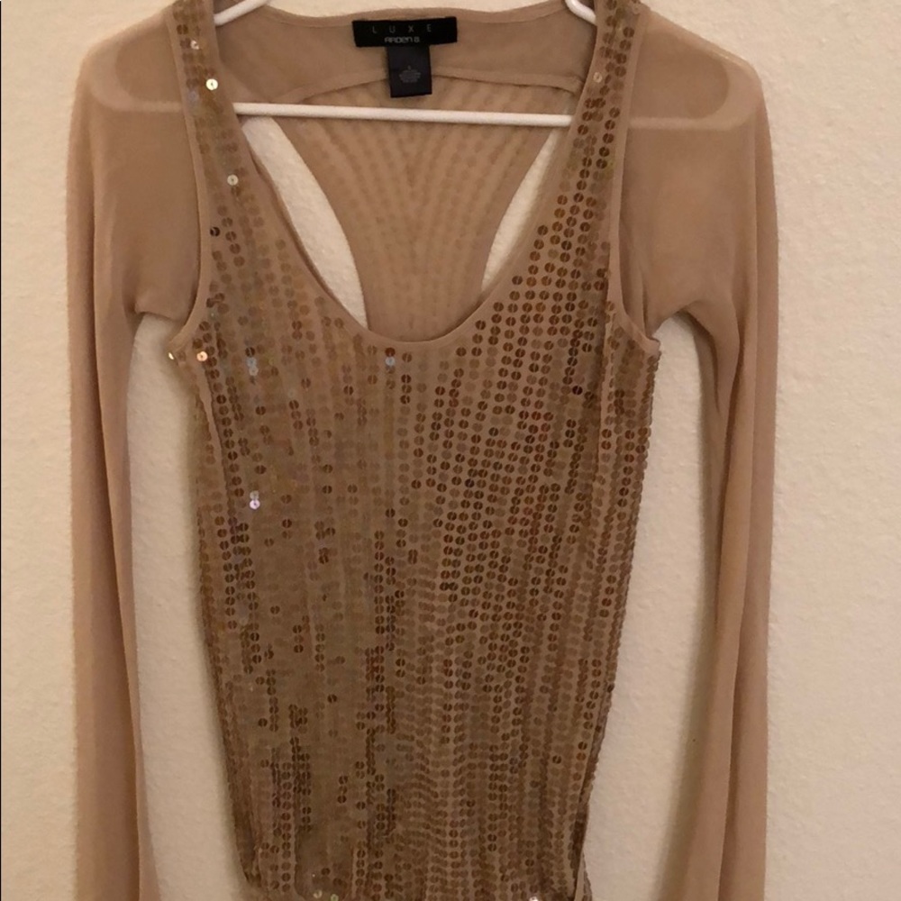 NWOT Champagne sequin blouse - Picture 2 of 3